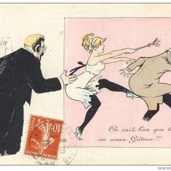 CPA illustrateur SAGER Xavier Pin-up Humour