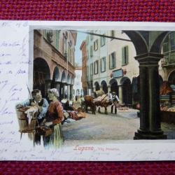 CPA Suisse Tessin Lugano Via Pessina 1904