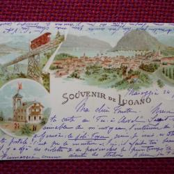 CPA Suisse Tessin Souvenir de Lugano illustré 1902
