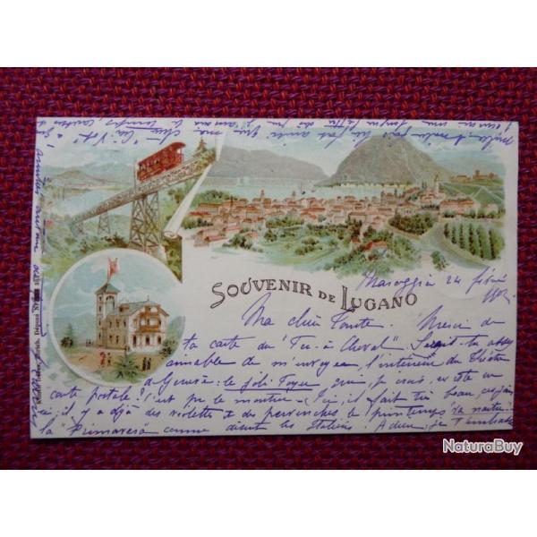 CPA Suisse Tessin Souvenir de Lugano illustr 1902