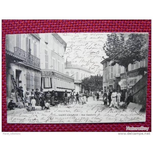 CPA 13 SAINT CHAMAS Rue Gambetta trs anim 1914