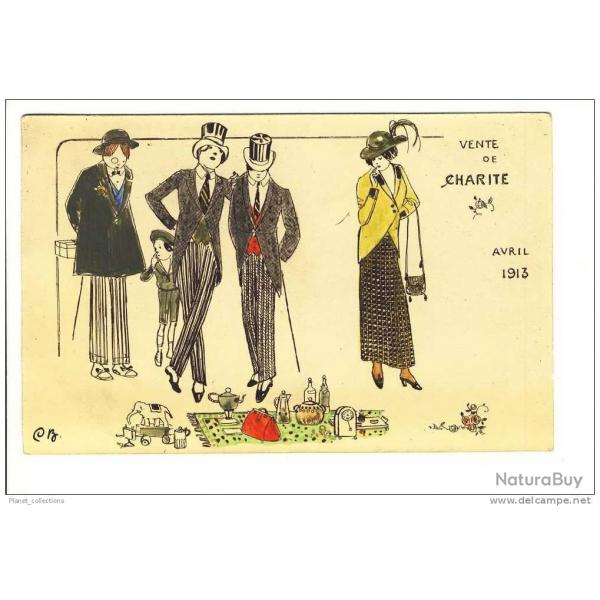 CPA illustre CB Vente de Charit Avril 1913 Mode
