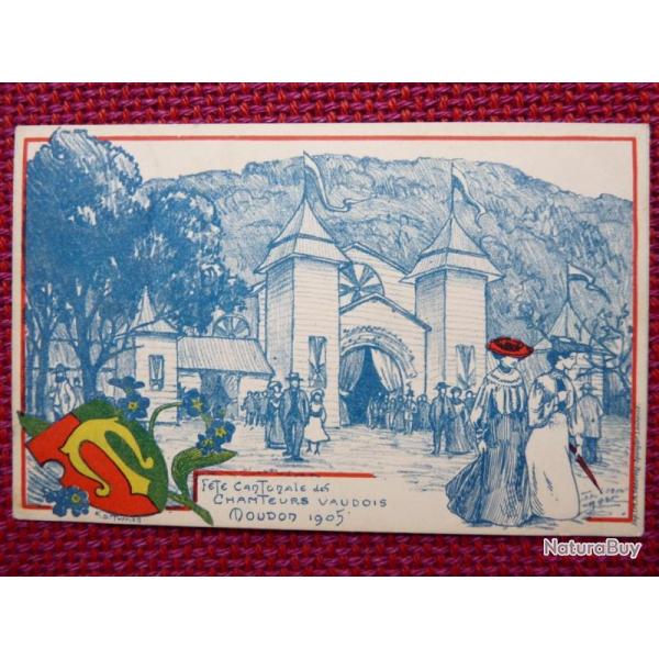 CPA Suisse Vaud Fte Chanteurs Vaudois Moudon 1905