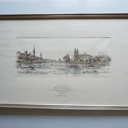 Dessin Aquarellé Herrn M. Lädrach Prag 1967
