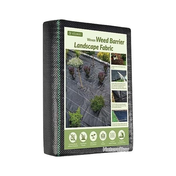 Toile de Paillage 2x10M - Geotextile de Paillage Contre Les Mauvais Herbes en 100g/m