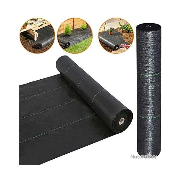 Toile de Paillage Contre Les Mauvais Herbes 10Mx1M en Fibres de Polypropylne Tisses Anti-UV 125g/m