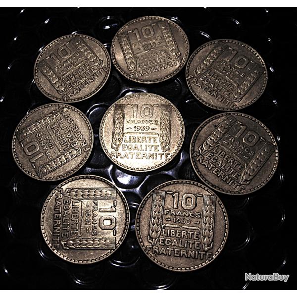 8 pieces de 10 francs Turin argent 1929-30-31-32-33-34-38-39