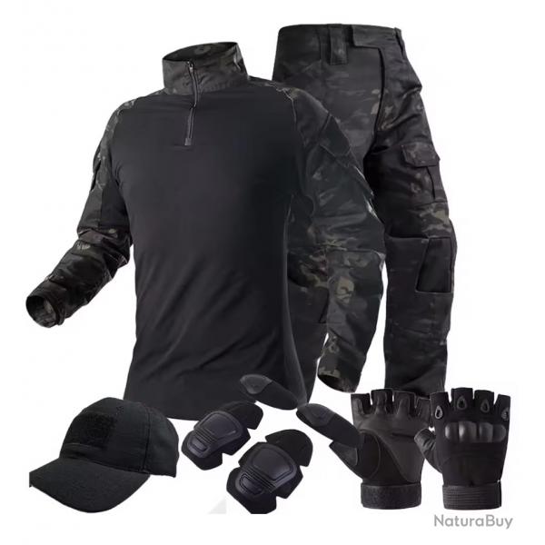 Uniforme tactique, combinaison de Camouflage + quipement  (Black Camo) (4)