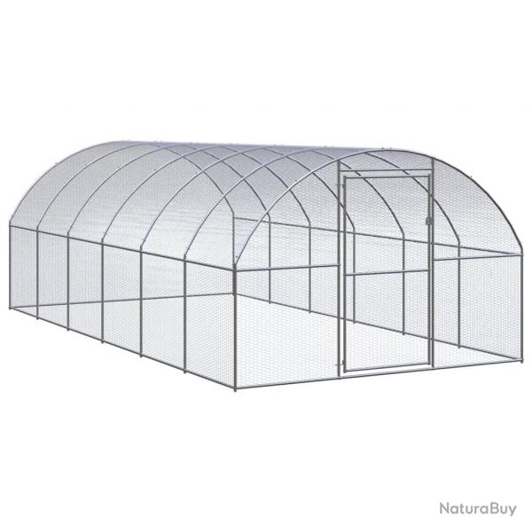 Poulailler enclos cage poules d'extrieur 3 x 6 x 2 m acier galvanis Argent 02_0044015