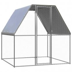 Poulailler enclos cage poules argenté et 2 x 2 x 2 m acier galvanisé Argent 02_0043936