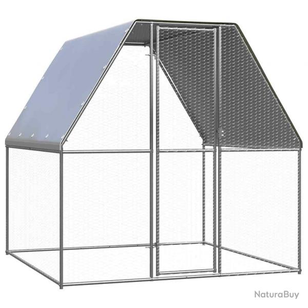 Poulailler enclos cage poules argent et 2 x 2 x 2 m acier galvanis Argent 02_0043936