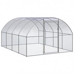Poulailler enclos cage poules d'extérieur 3 x 4 x 2 m acier galvanisé Argent 02_0044011