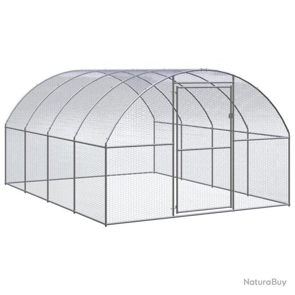 Poulailler enclos cage poules d'extérieur 3 x 4 x 2 m acier galvanisé Argent 02_0044011