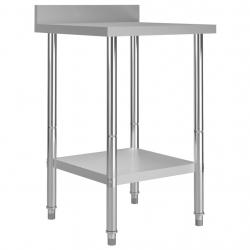 Table de travail de cuisine professionnelle avec dosseret 60 x 60 x 93 cm acier inoxydable 02_00454