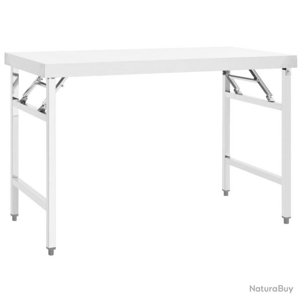Table de travail professionnelle pliable de cuisine 120 x 60 x 80 cm acier inoxydable 02_0045426