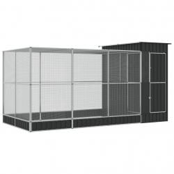 Volière cage à oiseaux avec extension argenté 416 x 203 x 216 cm acier Argent 02_0045653