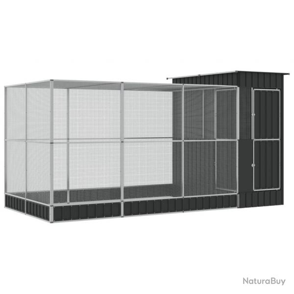 Volire cage  oiseaux avec extension argent 416 x 203 x 216 cm acier Argent 02_0045653