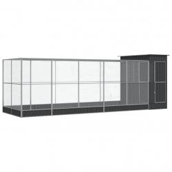 Volière cage à oiseaux avec extension argenté 623 x 203 x 216 cm acier Argent 02_0045658