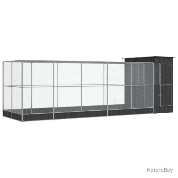 Volire cage  oiseaux avec extension argent 623 x 203 x 216 cm acier Argent 02_0045658