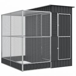 Volière cage à oiseaux avec extension argenté 209 x 203 x 216 cm acier Argent 02_0045651