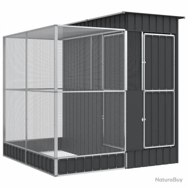 Volire cage  oiseaux avec extension argent 209 x 203 x 216 cm acier Argent 02_0045651