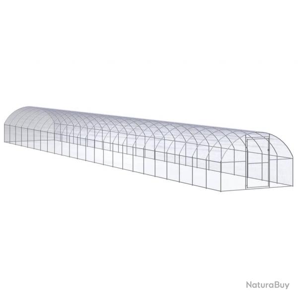 Poulailler enclos cage poules d'extérieur 3 x 24 x 2 m acier galvanisé Argent 02_0044009