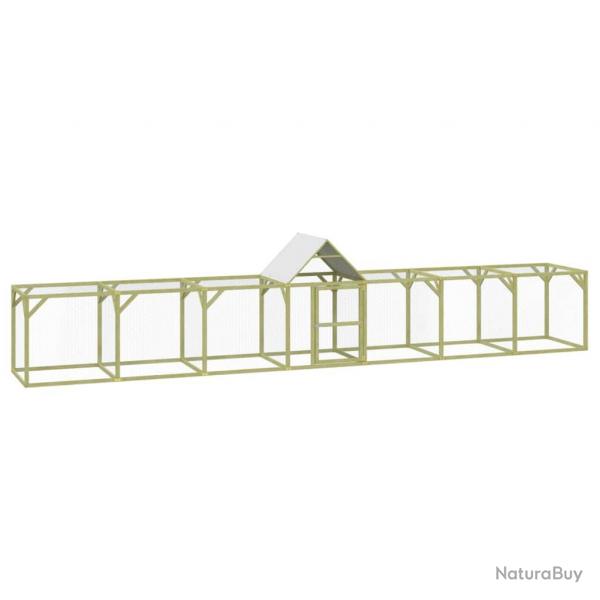 Poulailler enclos cage poules 700 x 100 x 150 cm bois de pin massif imprégné marron 02_0043931