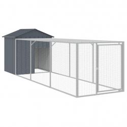 Poulailler enclos cage poules avec cour 117 x 405 x 123 cm acier galvanisé anthracite 02_0043947