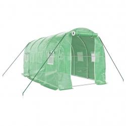 Serre tente abri plante fleur légumes avec cadre en acier 8 m² 4 x 2 x 2 m vert 02_0044631