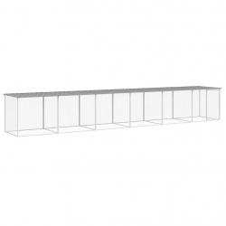 Poulailler enclos cage poules avec toit clair 603 x 98 x 90 cm acier galvanisé gris 02_0043987