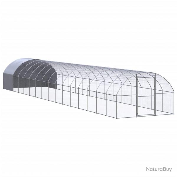 Poulailler enclos cage poules d'extrieur 3 x 16 x 2 m acier galvanis Argent 02_0044003