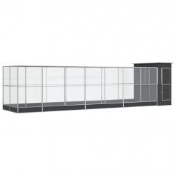 Volière cage à oiseaux avec extension argenté 830 x 203 x 216 cm acier Argent 02_0045663