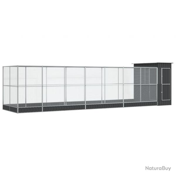 Volire cage  oiseaux avec extension argent 830 x 203 x 216 cm acier Argent 02_0045663