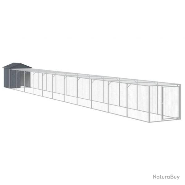 Poulailler enclos cage poules avec cour 117 x 1221 x 123 cm acier galvanis anthracite 02_0043945