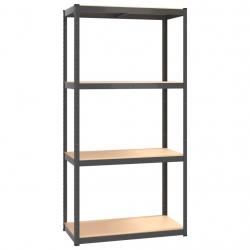 Étagère de rangement 4 niveaux acier bois ingénierie anthracite 02_0045692