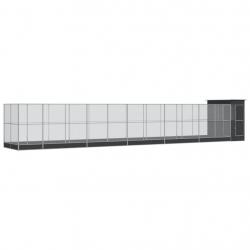 Volière cage à oiseaux avec extension argenté 1244 x 203 x 216 cm acier Argent 02_0045647