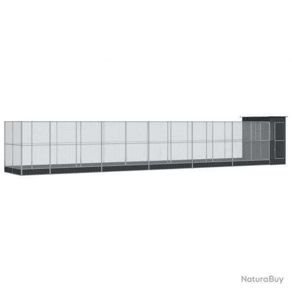 Volire cage  oiseaux avec extension argent 1244 x 203 x 216 cm acier Argent 02_0045647