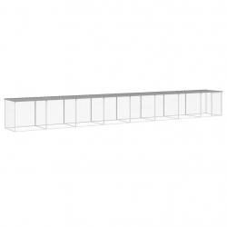 Poulailler enclos cage poules avec toit clair 803 x 98 x 90 cm acier galvanisé gris 02_0043989