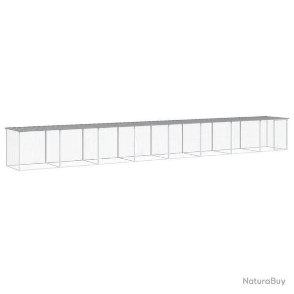 Poulailler enclos cage poules avec toit clair 803 x 98 x 90 cm acier galvanis gris 02_0043989