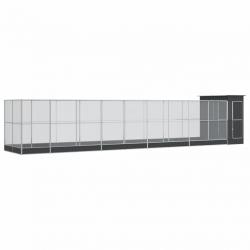 Volière cage à oiseaux avec extension argenté 1037 x 203 x 216 cm acier Argent 02_0045642