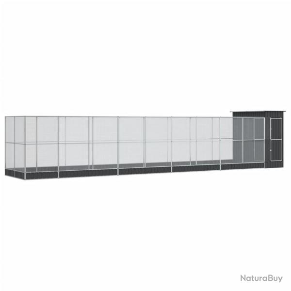Volire cage  oiseaux avec extension argent 1037 x 203 x 216 cm acier Argent 02_0045642
