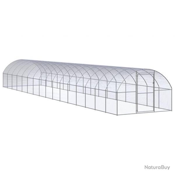 Poulailler enclos cage poules d'extrieur 3 x 16 x 2 m acier galvanis Argent 02_0044002