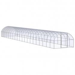 Poulailler enclos cage poules d'extérieur 3 x 20 x 2 m acier galvanisé Argent 02_0044006