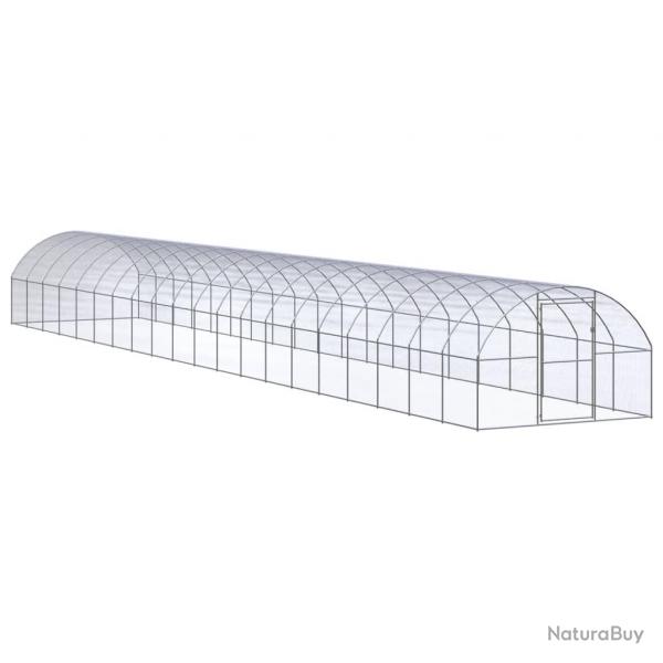 Poulailler enclos cage poules d'extrieur 3 x 20 x 2 m acier galvanis Argent 02_0044006