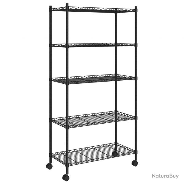 tagre de rangement 5 niveaux roues 75 x 35 x 155 cm 250 kg noir 02_0045700