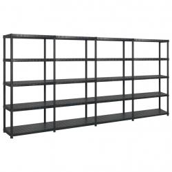 Étagère de rangement à 5 niveaux 366 x 45,7 x 185 cm Plastique noir 02_0045706
