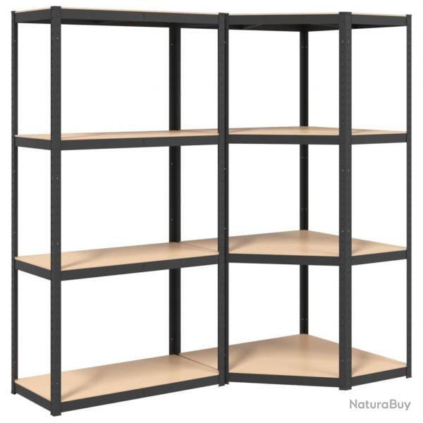 tagres meubles rangement  4 niveaux lot de 2 acier et bois d'ingnierie anthracite 02_0045747