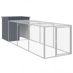 Poulailler enclos cage poules avec cour 110 x 405 x 110 cm acier galvanisé anthracite 02_0043941