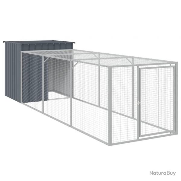 Poulailler enclos cage poules avec cour 110 x 405 x 110 cm acier galvanis anthracite 02_0043941