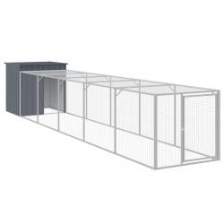 Poulailler enclos cage poules avec cour 110 x 609 x 110 cm acier galvanisé anthracite 02_0043942